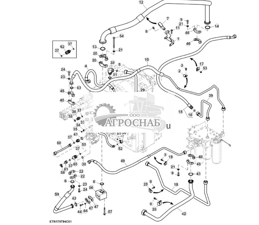 Трубопроводы гидравлического насоса, высокий расход, без PTO (для стран СНГ, Европы, Северной Африки, Ближнего Востока) (12) ( - 804100) - ST860685 675.jpg